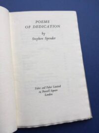Stephen Spender, Poems of Dedication